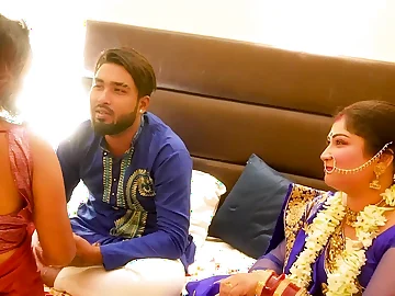 Desi Aunty & Step-Sis share cooch tonguing & dank orgy in uncensored Desi village