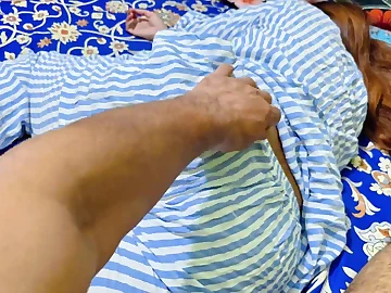 Stepmom Priya wakes relative to her stepson with a hot cream pie in her shaved pussy