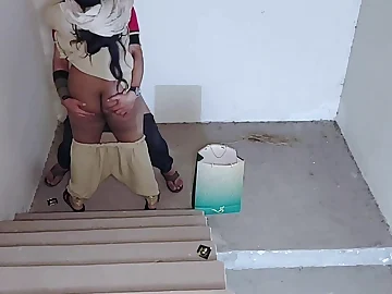 Stepdad plows Priya's big natural tits & ass on stairs