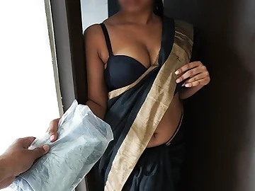 HotSaree, the mischievous Sri Lankan Sinhala hook-up schoolteacher, gets her large boobs penetrated by a delivery stud while her spouse is